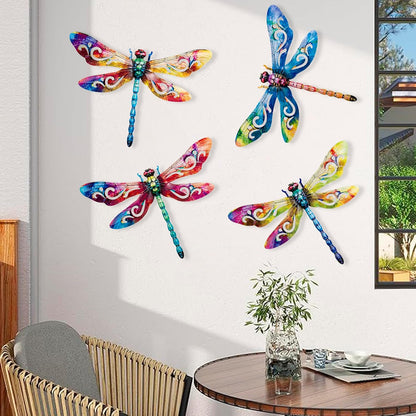 SUNREEK Metal Dragonfly Wall Decor, 9 Inches Dragonfly Outdoor Wall Art for Fence Garden Yard Patio Decorations