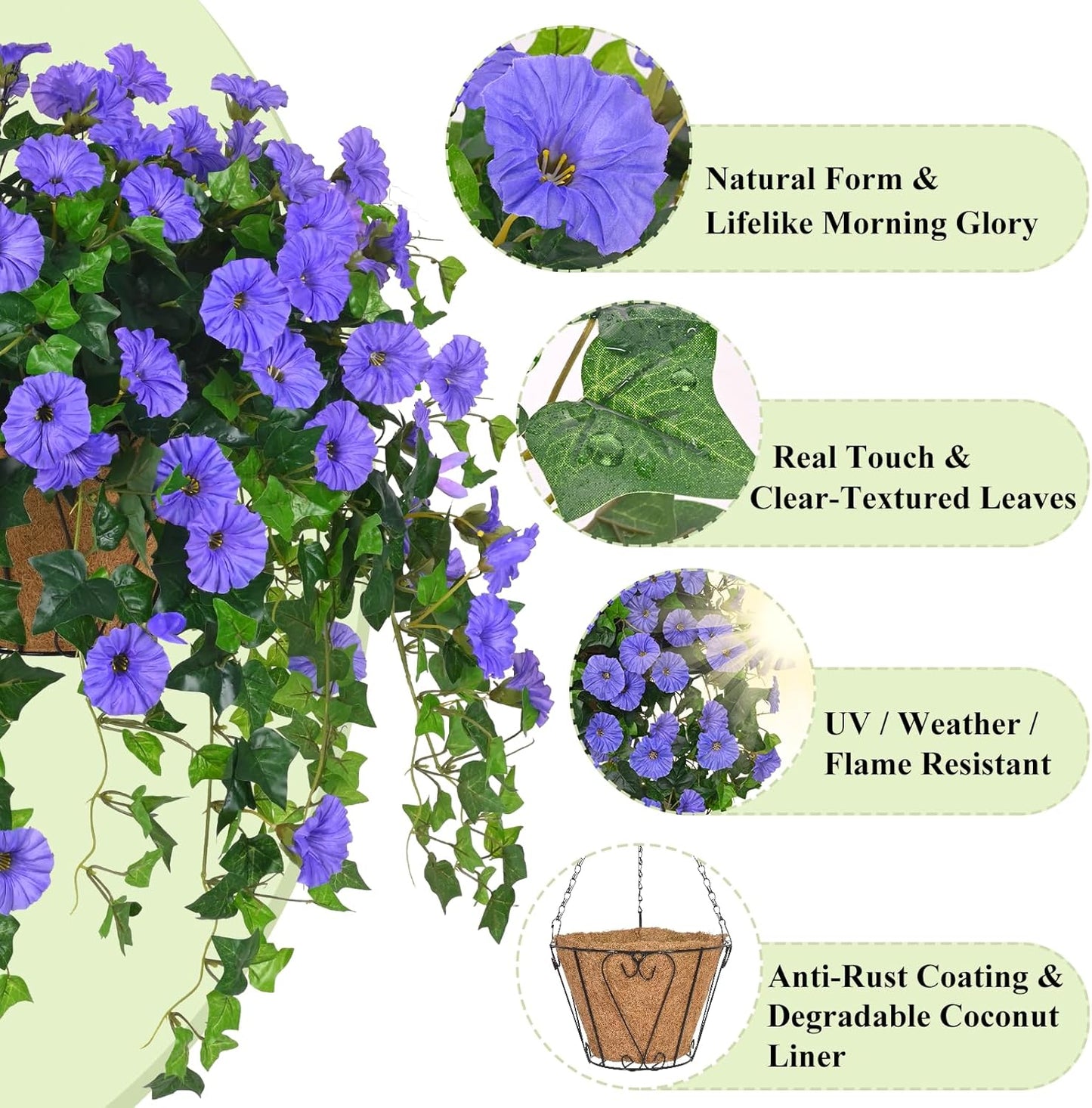 Waipfaru Artificial Hanging Baskets with Flowers, Fake Hanging Plants Outdoors, Urn Fillers for Outside Summer Decor (Fuchsia)