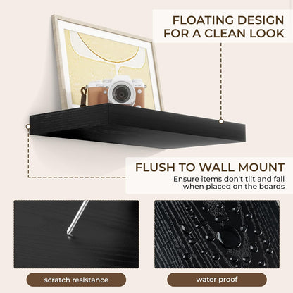 RICHFOCUS 72Inch Floating Shelves for Wall 2 Pack Shelves for Bedroom|Kitchen|Bathroom Wall Mounted Rustic Wood Floating Shelf with Invisible Brackets for Books|Storage|Decor, Rustic Brown
