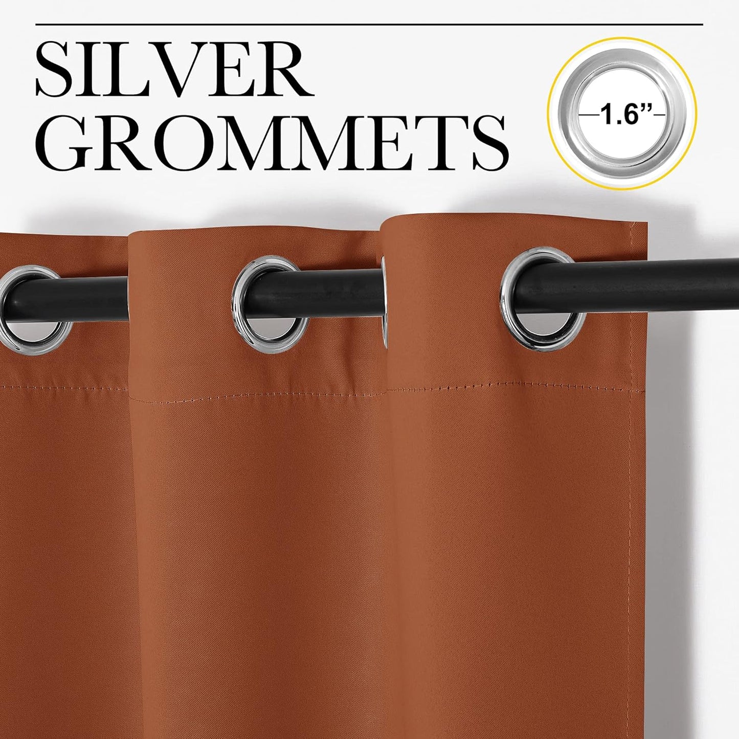 NICETOWN Halloween Pitch Black Solid Thermal Insulated Grommet Blackout Curtains/Drapes for Bedroom Window (2 Panels, 42 inches Wide by 63 inches Long, Black) - Colors B
