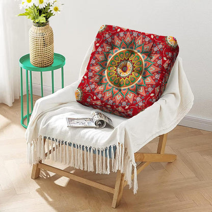 Mandala Meditation Cushion, Boho Meditation Mat, Meditation Pillows for Sitting on Floor, Cushions for Sitting in Home and Outdoor, Square Floor Pillow Cushion Seating for Yoga Accessories 22'' X 22''