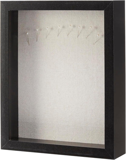 Amazon Basics 8.5" x 11" Shadow Box Wood Rectangular Frame for Display Photos, Memorabilia, Black