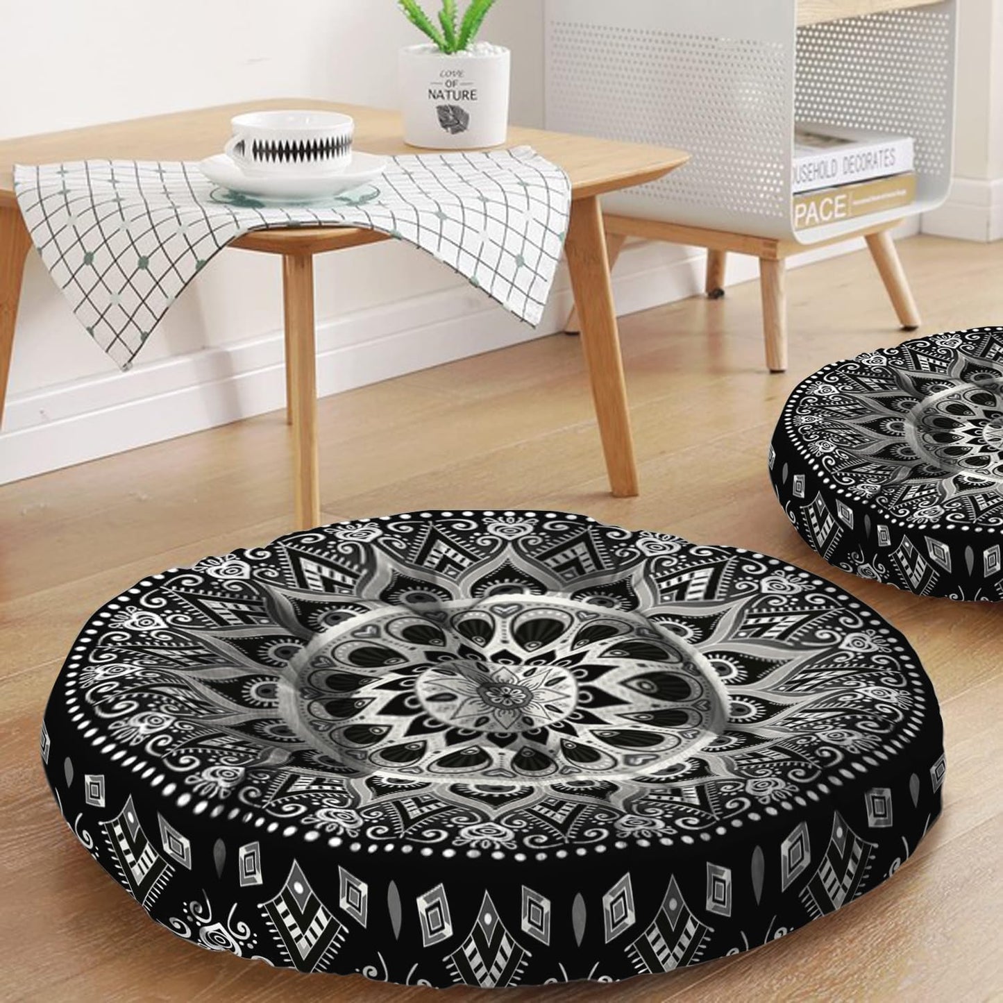 Mandala Meditation Cushion, Boho Meditation Mat, Meditation Pillows for Sitting on Floor, Cushions for Sitting in Home and Outdoor, Square Floor Pillow Cushion Seating for Yoga Accessories 22'' X 22''