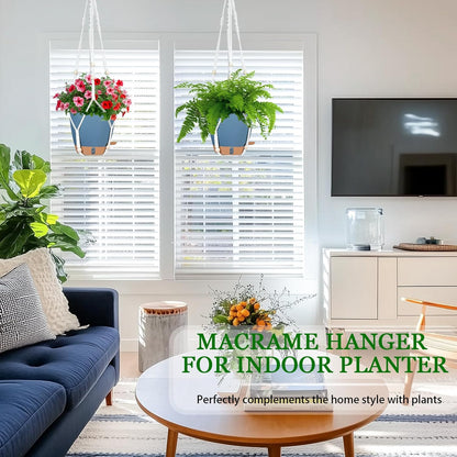 10 Inch Hanging Planters for Indoor Plants, 2 Pack Self Watering Hanging Baskets Flower Pots with Drainage Hole, Visual Reservoir & 2 Kinds of Plant Hanger for Outdoor Garden Home Decor (White)