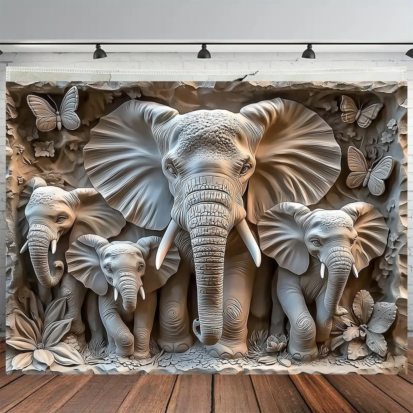 BSFHH 3D Animal Tapestry Wall Hanging Art Bedroom Living Room Wall Art Poster (Elephant, 90''×70'')