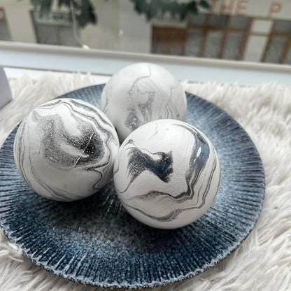 Set of 6 Decorative Orbs for Bowls and Vases - Circle Pattern - Resin Round Sphere Balls for Living, Dining Room Coffee Table Centerpiece Home Decor