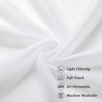 Chyhomenyc Sheer White Valances for Windows 2 Pack, Small Window Curtains for Living Room Bathroom Cafe Laundry Basement, Modern Top Dual Rod Pocket Voile Curtain, 42W x 14L inches, White - Colors C
