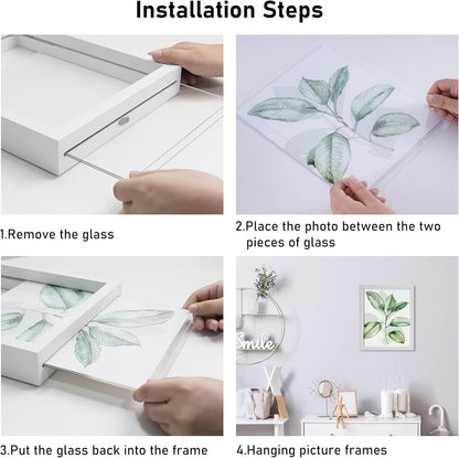 CORE ART 8x10 Floating Picture Frame,Double Plexglass Floating Frame for 5x7,4x6 Pictures,Wall or Tabletop Display,Black