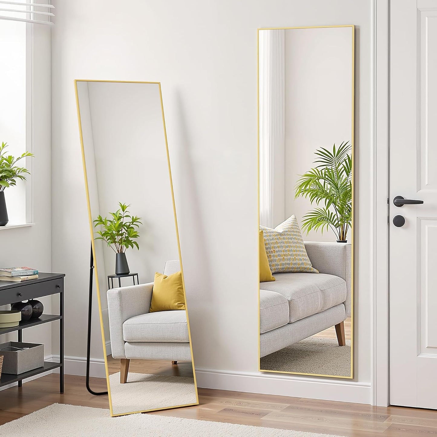 Simple Deluxe Arched Full Length Mirror, 71"x26"Large Floor Mirrors, for Wall Door Bedroom Bathroom Living Room (Gold)