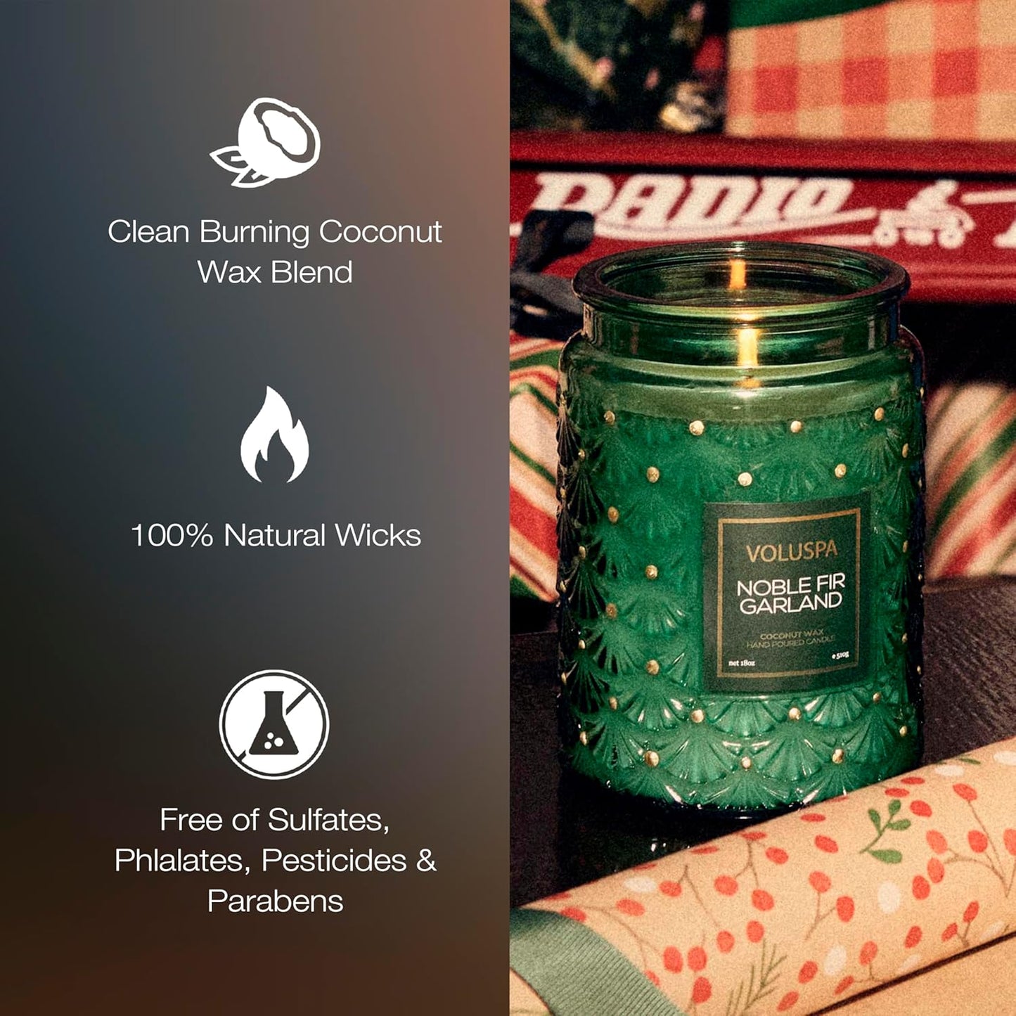 Voluspa Baltic Amber Candle, 18 oz, Coconut Wax Blend, Scented Candles for Home, 100 Hour Burn Time, Candle Jar