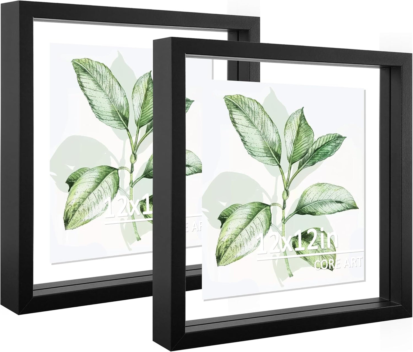 CORE ART 8x10 Floating Picture Frame,Double Plexglass Floating Frame for 5x7,4x6 Pictures,Wall or Tabletop Display,Black