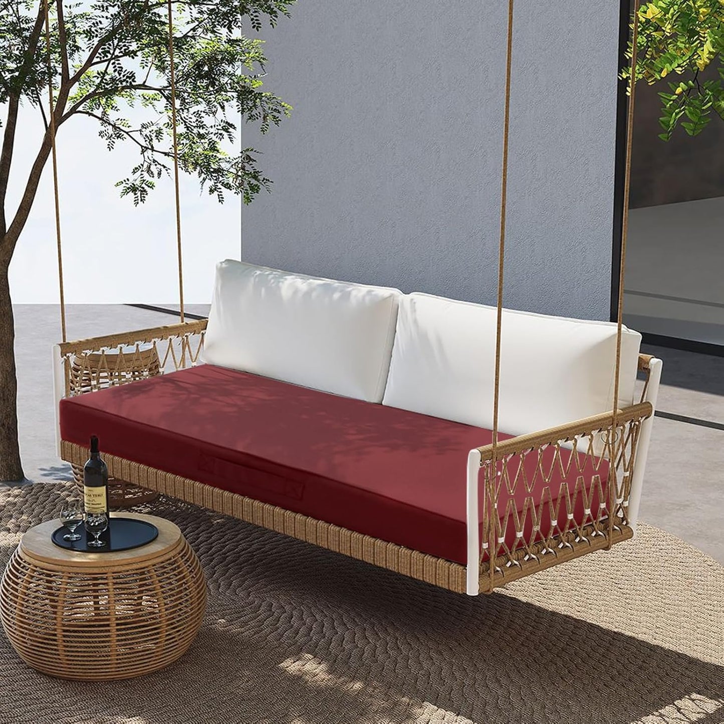 Outdoor Bench Cushion 48x18 Inch Waterproof with Memory Foam,Patio Bench Cushions for Outdoor/Indoor Furniture Porch Swing Cushion with Handle and Adjustable Strap,Navy Bule