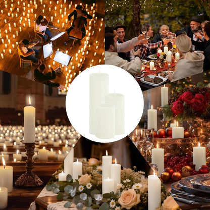 18 Pcs White Pillar Candles Bulk Set，Hurricane Candles，3 Different Lengths 2 x 3/4/6 Inch (6 Each)，Dripless Unscented Smokeless，Gives You a Better Atmosphere When Organizing an Event Party.