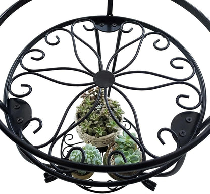 CASIMR 2-Pack Plant Stand, 2 Tier 19.2 inch Tall Metal Potted Holder Rack,Indoor Outdoor Multiple Flower Pot Shelf Rustproof Iron Garden Container for Garden Patio Living Room Corner Balcony, Black