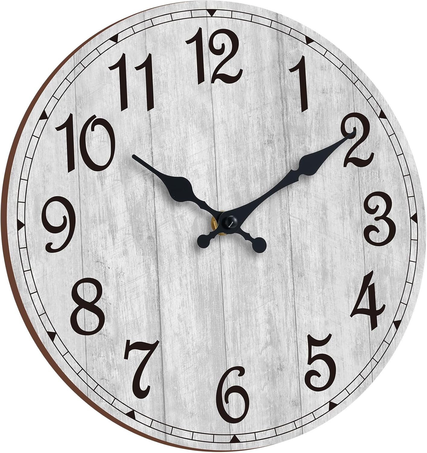 Wall Clock, Rustic Wall Clocks Battery Operated Silent Non Ticking, Country Round Wooden Clocks Farmhous Wall Decorative for Kitchen, Bathroom, Living Room (Gray 8 Inch)