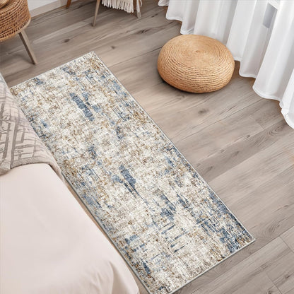 2x3 Washable Non-Slip Area Rug - Soft Low Pile Throw Rug for Kitchen Entryway Bedroom - Modern Indoor Door Mat with Rubber Backing (Beige Grey) - Colors B