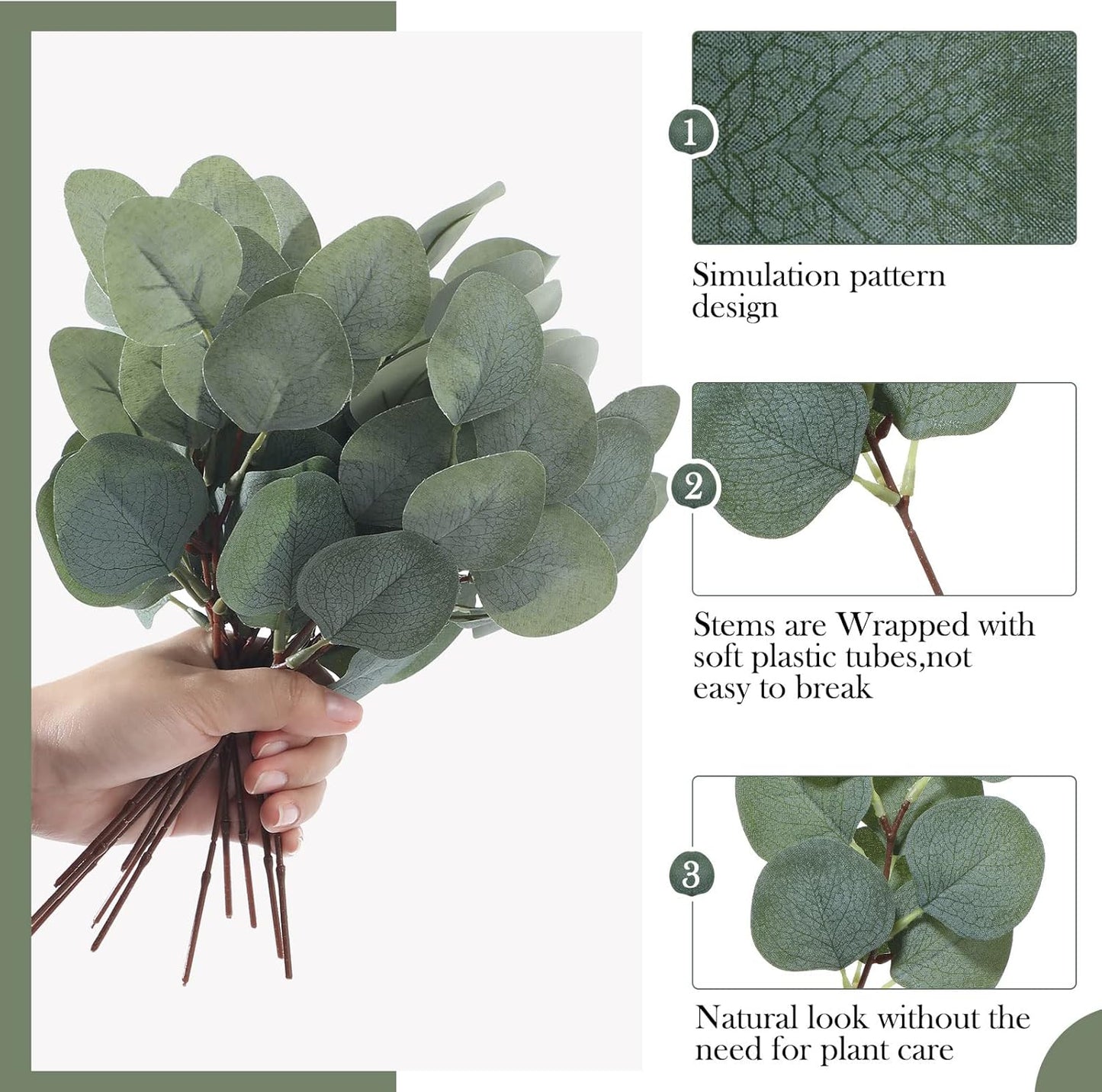 Taiyin 120 Pieces Artificial Eucalyptus Leaves for Wedding Eucalyptus Leaves Stems Decor Greenery Faux Green Stems for Wedding Centerpiece Floral Home Decor, 11 Inches