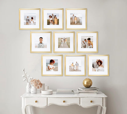 Sheffield Home 9 Piece Gallery Wall Frame Set, 11x14 in. matted to 8x10 in. (Matte Black)