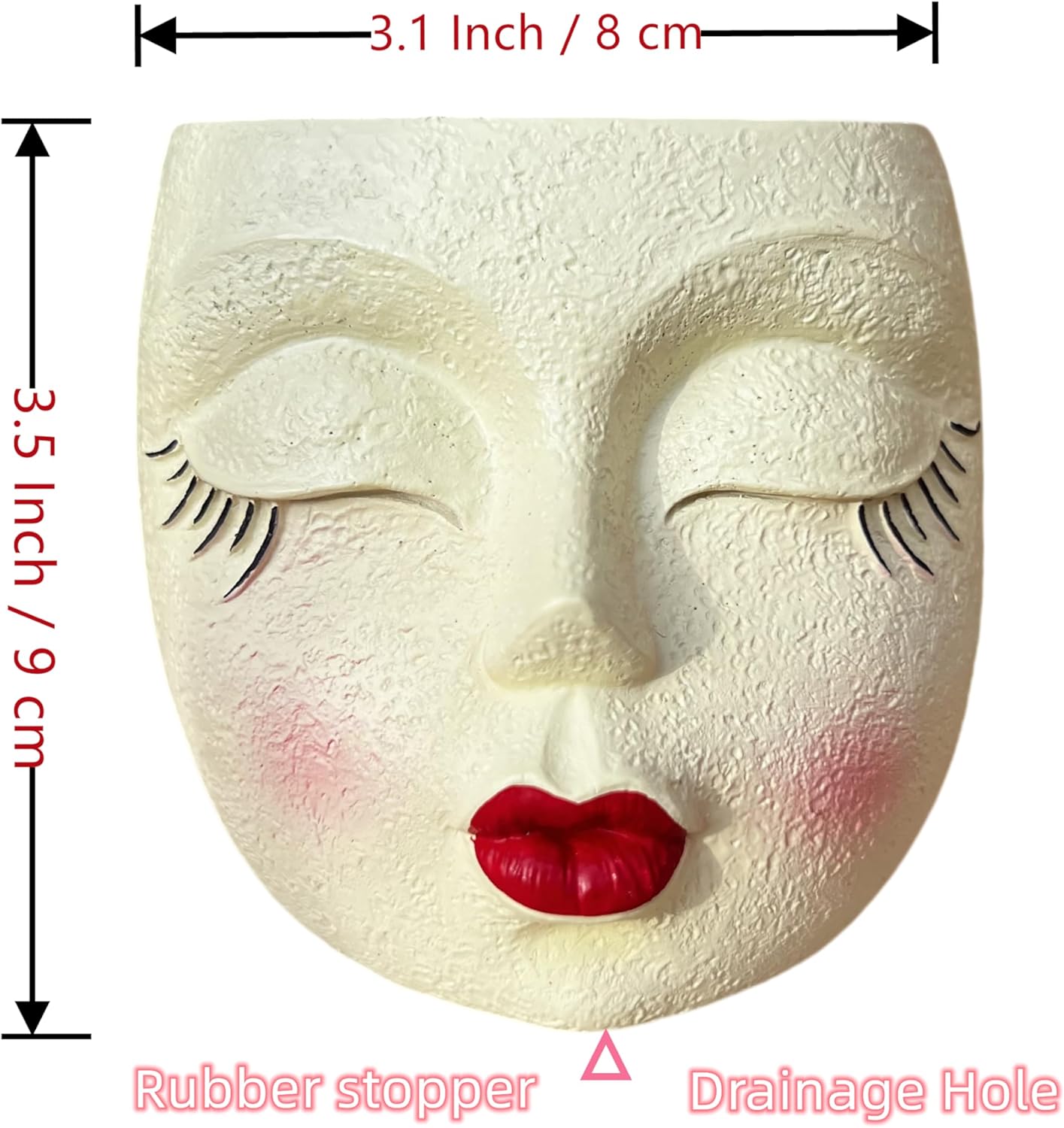 Handmade Face Flower Pots Standing Air Kiss Head Planter Pot for Trailing Plants Cute Succulent Planter Resin Planters Funny Face Planters with Anti-Friction Pads White 1Pack