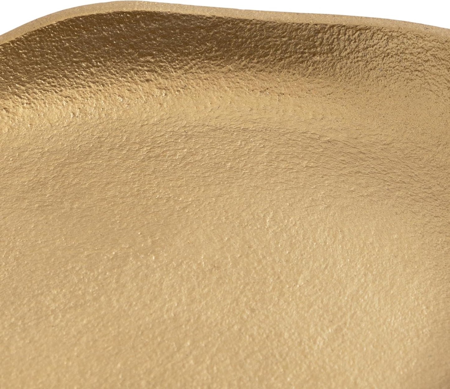 Kate and Laurel Alessia Modern Decorative Scalloped Oval Footed Metal Tray; 14 x 8; Bronze; Transitional Food-Safe Cast Aluminum Pedestal Tray with Rough Texture and Deckled Edge