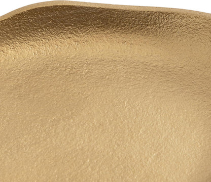 Kate and Laurel Alessia Modern Decorative Scalloped Oval Footed Metal Tray; 14 x 8; Bronze; Transitional Food-Safe Cast Aluminum Pedestal Tray with Rough Texture and Deckled Edge