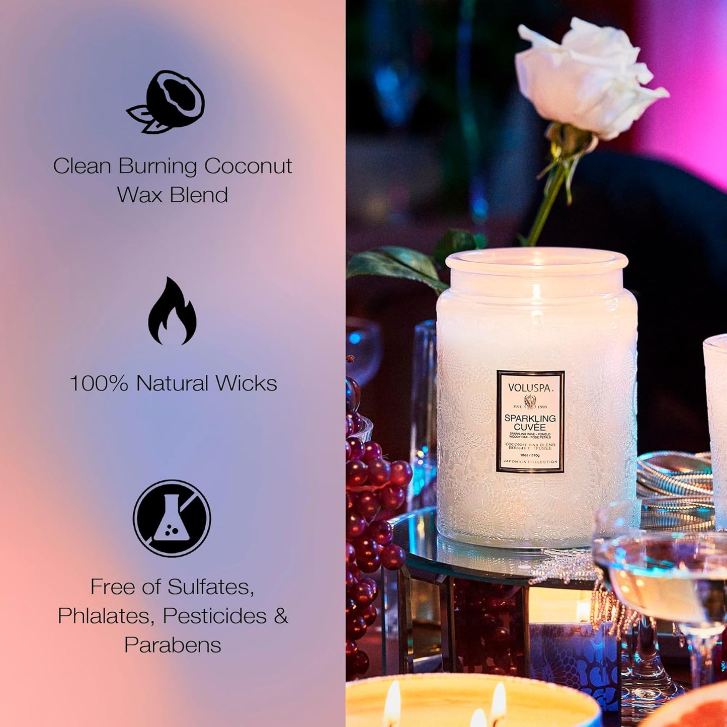 Voluspa Baltic Amber Candle, 18 oz, Coconut Wax Blend, Scented Candles for Home, 100 Hour Burn Time, Candle Jar