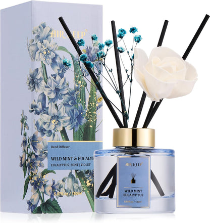 Airkeep Flower Reed Diffusers Set, 5.07 oz Freesia/Passion Fruit/Orange Scented Oil Diffuser with 8 Reed Sticks, Home Fragrance Diffuser Gift Set for Bathroom & Office Decor 150ml