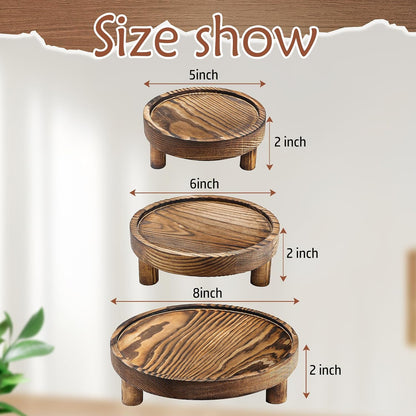 3PCS Wooden Display Risers for Display,Wood Riser Display Pedestal Stand for Home Décor (Modern Black,8,6,5'')