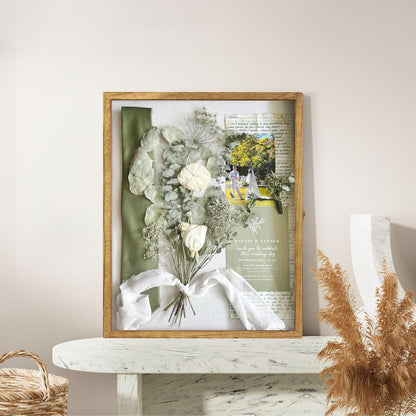 GraduatePro Shadow Box Frame 11x14 Display Case with Linen Back, Real Glass Window Door with Hinge, Picture Frame Wedding Bouquet Memorabilia Medals Photos Memory Box for Keepsakes, Carbonized Black