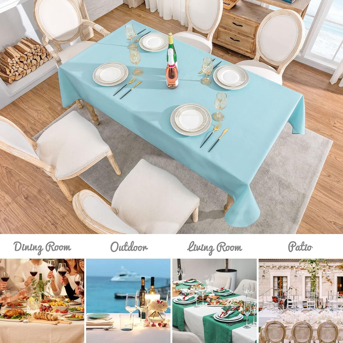 Veblandy Rectangle Tablecloth Waterproof Linen Textured Table Cloth Stain and Wrinkle Resistant Washable, Decorative Fabric Table Cover for Dining, Party and Camping (Sage Green, 52 * 70)