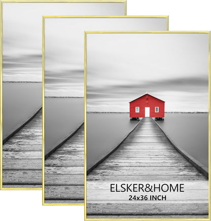 ELSKER&HOME 22.375 x 34 Poster Frame 3 Pack, Black Picture Frame for Horizontal or Vertical Wall Mounting, Sturdy and Scratch-proof