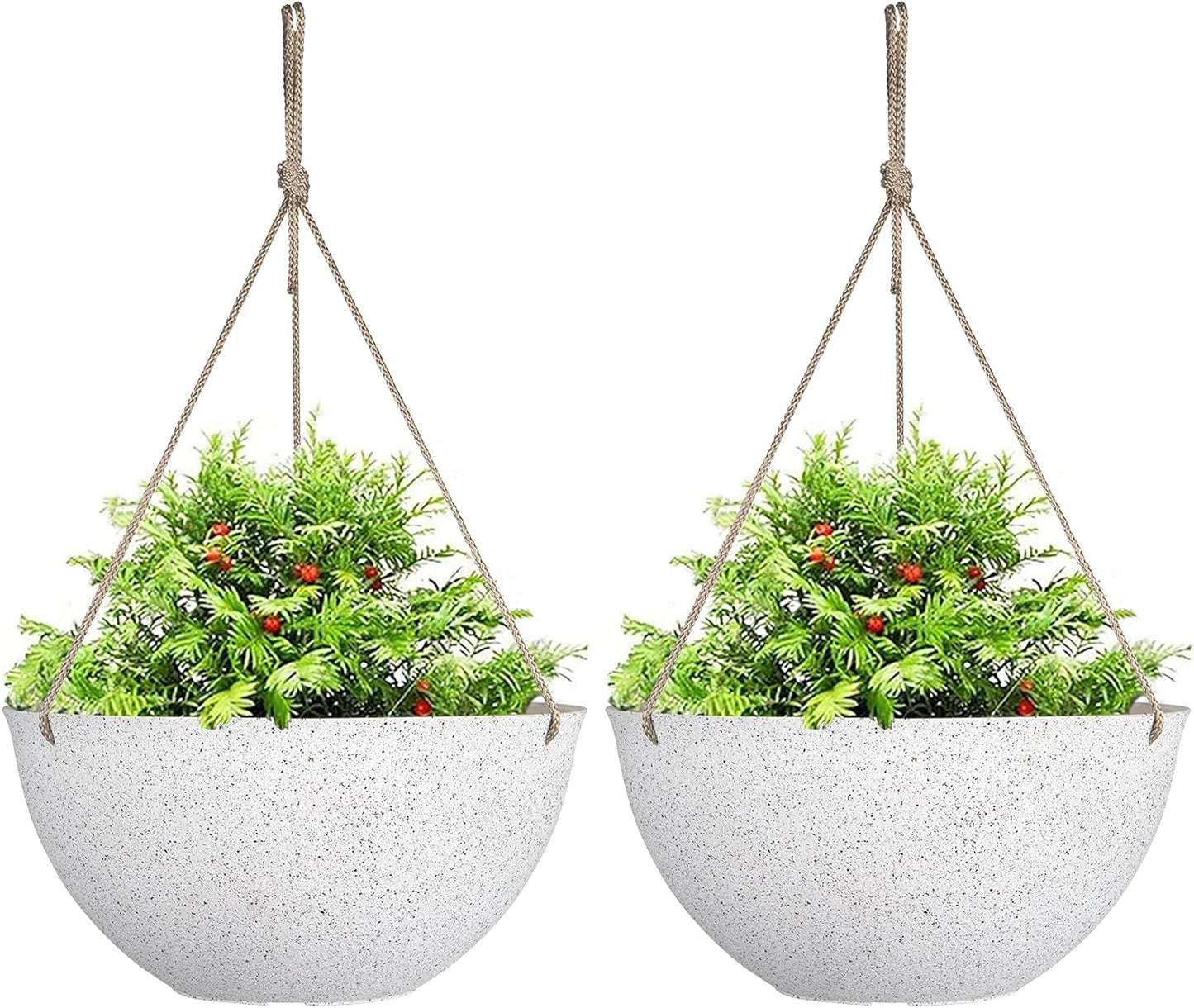 LA JOLIE MUSE Large Hanging Planters - 13 Inch Flower Pots Outdoor Indoor, Hanging Garden Planters Set of 2, New Iron Color