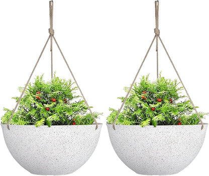 LA JOLIE MUSE Large Hanging Planters - 13 Inch Flower Pots Outdoor Indoor, Hanging Garden Planters Set of 2, New Iron Color