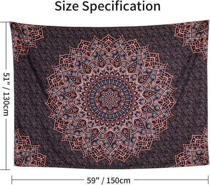 Black Mandala Tapestry Wall Hanging Psychedelic Wall Tapestry Aesthetic Indian Hippie Decor Bohemian Art Boho Home Decoration for Bedroom,Living Room,Dorm