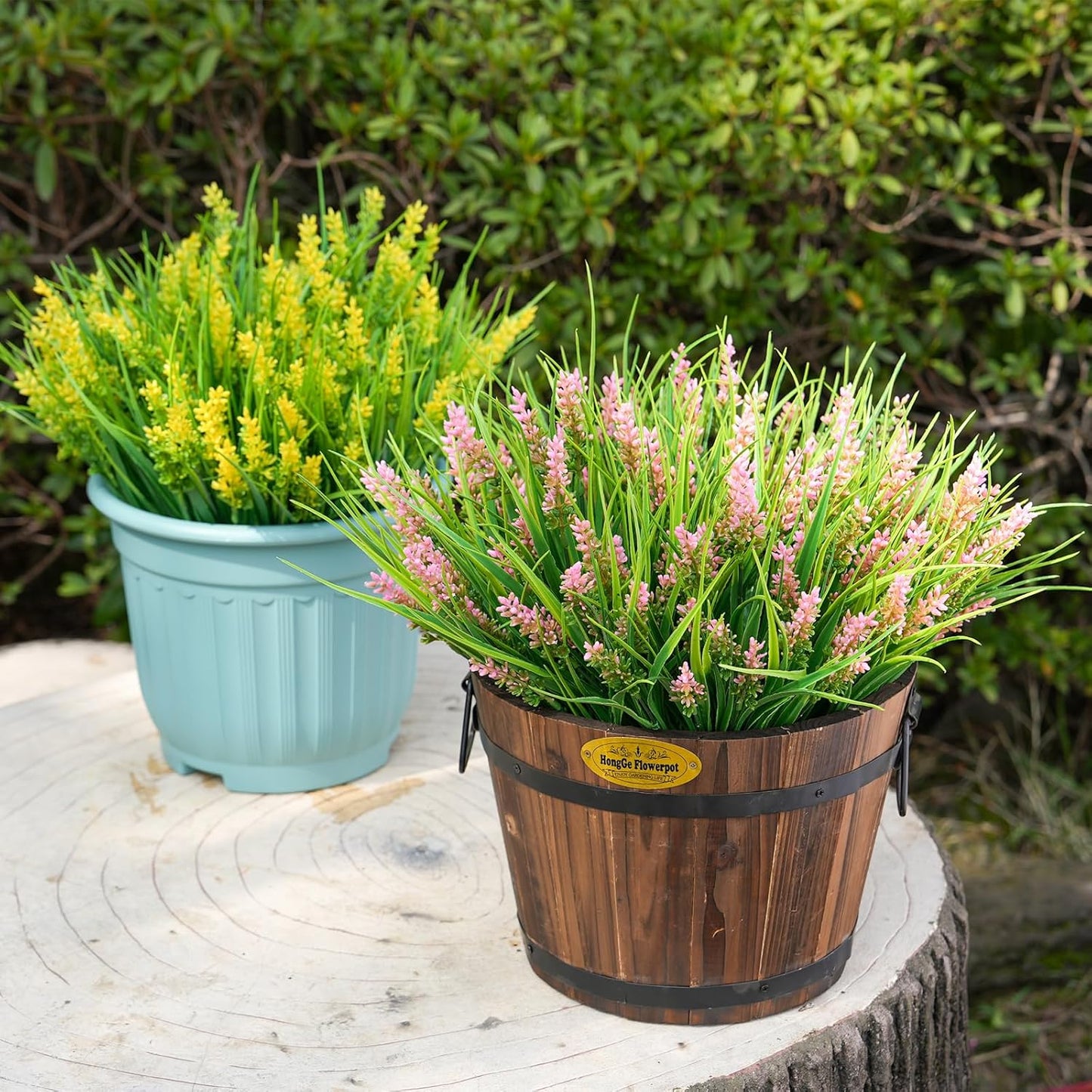 20 Bundles Artificial Plants Outdoor, UV Resistant Fake Flowers， Realistic Faux Lavender Shrubs for Porch Garden Window Box Home Decoration (Purple)