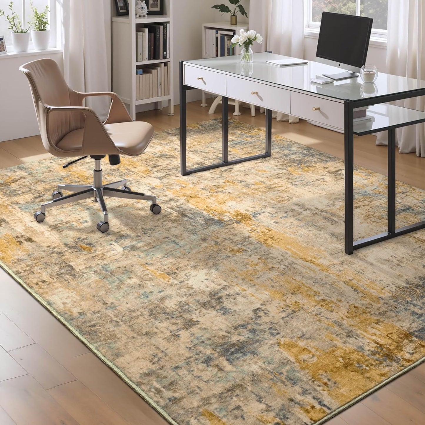 Ompaa 2x6 Rug Runners for Hallways Kitchen Runner Rug Non Slip Washable Grey Long Runner Rugs with Rubber Backing Soft Abstract Carpet Runner for Hallways, Kitchen, Bedroom, Bathroom, Entryway - Colors A