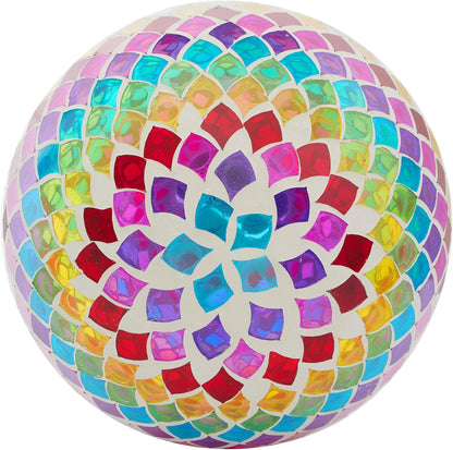 Alpine Corporation 10" Diameter Indoor/Outdoor Glass Mosaic Gazing Globe Yard Decoration, Purple Pearlized Petals Design