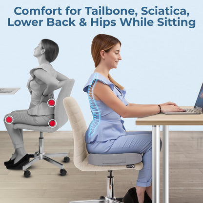 5 STARS UNITED Seat Cushion - Memory Foam Chair Cushion for Tailbone Pain Relief - Ergonomic Support for Coccyx, Sciatica & Butt - Office, Desk & Gaming Chair, Car Seat, Wheelchair, Airplane, Black