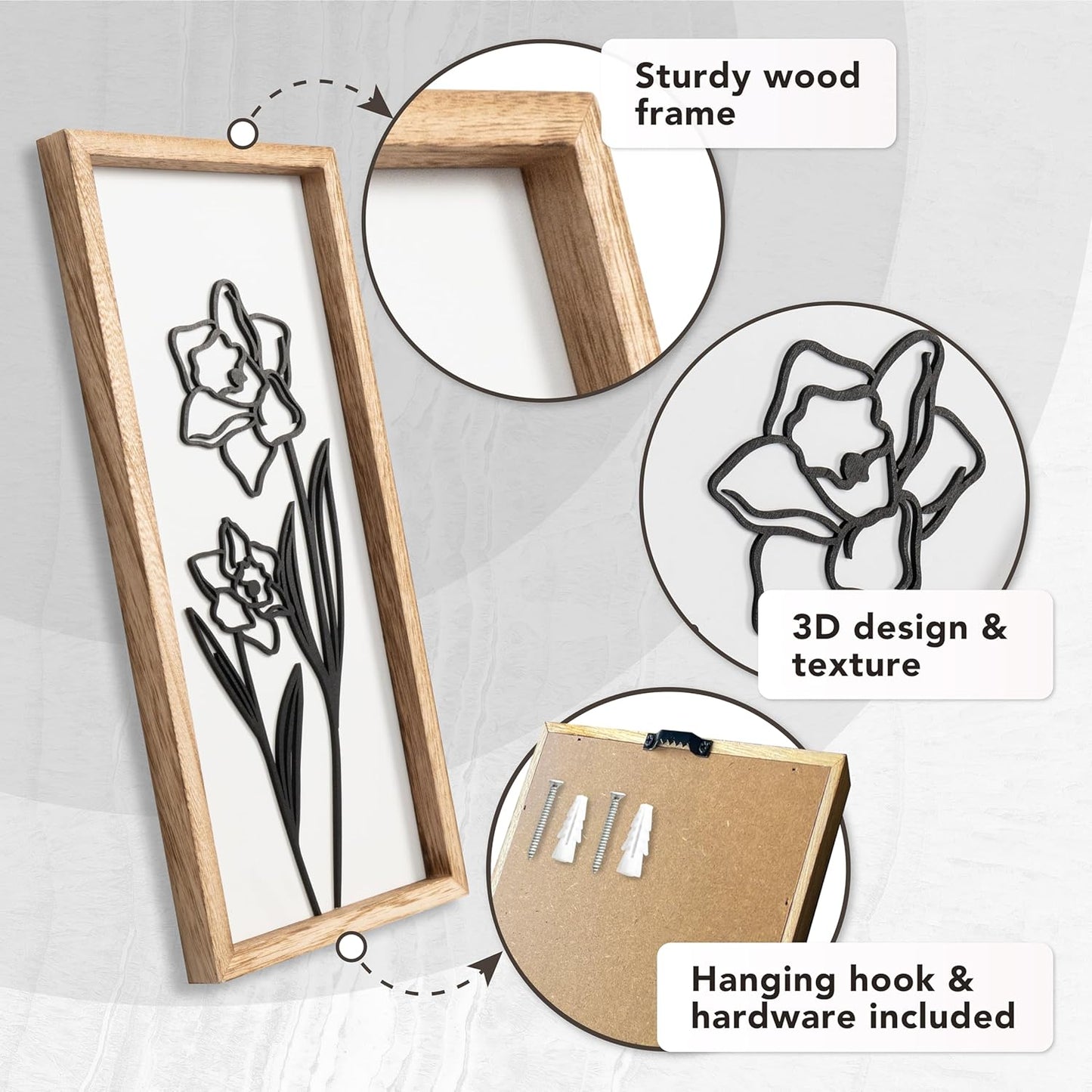 3D Floral Green Wall Art (Set of 2) Lightweight, Wooden Ready-to-Hang Boho Framed Wall Art for Bathroom, Bedroom, Living Room or Office – Premium Sage Green Farmhouse Decor – Gift-Boxed