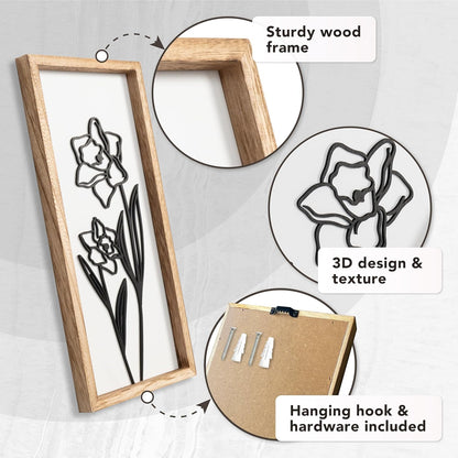 3D Floral Green Wall Art (Set of 2) Lightweight, Wooden Ready-to-Hang Boho Framed Wall Art for Bathroom, Bedroom, Living Room or Office – Premium Sage Green Farmhouse Decor – Gift-Boxed
