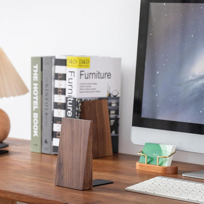 Muso Wood Book Ends, Thickened Wooden Bookends for Heavy Books, Creative Decorative Bookends for Shelves, Non-Skid Book Ends, Handmade Acacia Wood Bookends