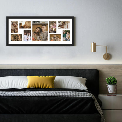 DUENPY 14x26 Collage Picture Frame 4x6 Collage Picture Frame Displays Twelve 4x6 inch Photos Available Horizontal Wall Mounting Display and Vertical Black - Colors A