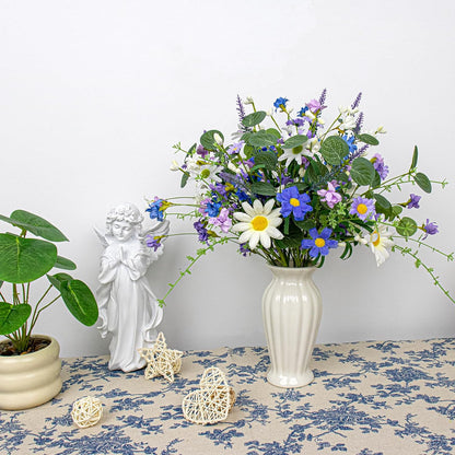 12 PCs Artificial Spring Summer Flowers Rustic Blue and White Artificial Flowers Wildflower Floral Stems with Daffodils Daisy Flower Picks for Vase Table Centerpieces Summer Spring Decor