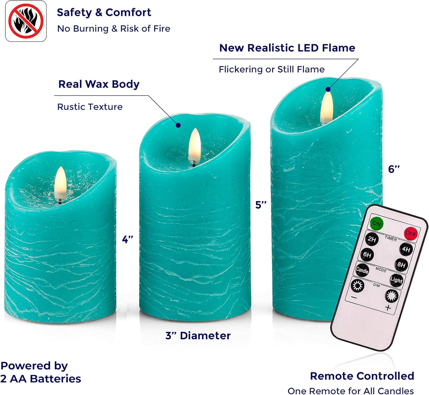 VENTA Set of 3 Warm Ivory Pillar Candles | Real Wax Battery Operated Candles with Flickering Flame | Timeless Year-Round Decor for Weddings, Mantels & Centerpieces