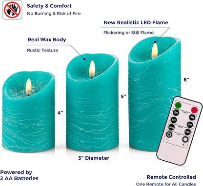 VENTA Set of 3 Warm Ivory Pillar Candles | Real Wax Battery Operated Candles with Flickering Flame | Timeless Year-Round Decor for Weddings, Mantels & Centerpieces