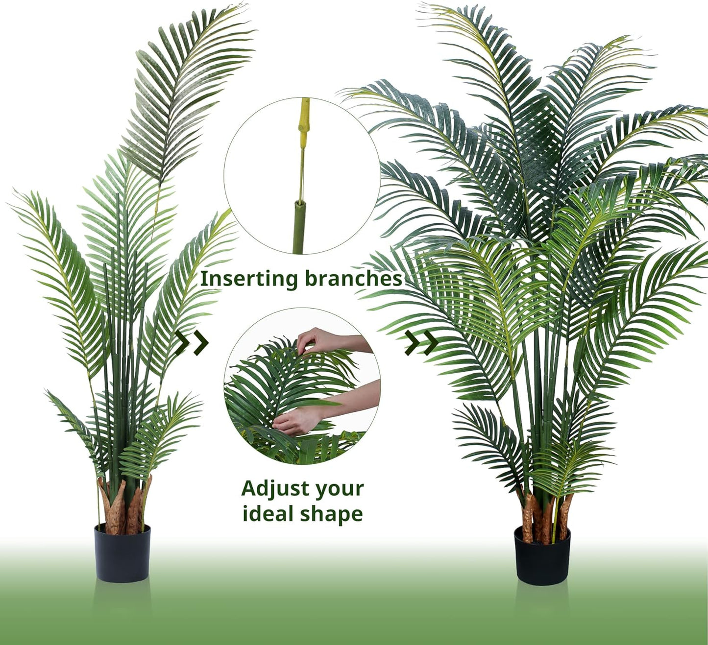 YEPDIN 6 Ft Artificial Tropical Palm Tree With 24 Removable Leaves - Large Faux Plant for Indoors and Outdoors, Silk Housewarming Gift, K185
