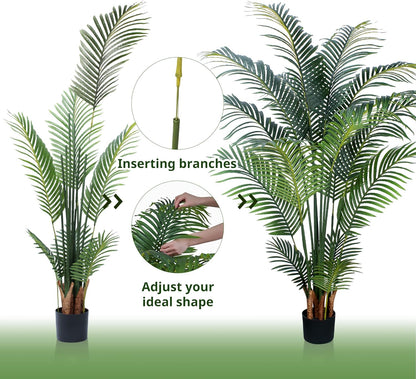 YEPDIN 6 Ft Artificial Tropical Palm Tree With 24 Removable Leaves - Large Faux Plant for Indoors and Outdoors, Silk Housewarming Gift, K185