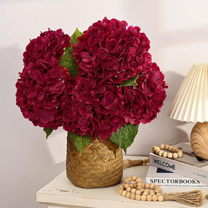 MARTINE MALL 3Pcs 21in Hydrangea Artificial Flowers, Latex Real Touch Hydrangeas Lifelike Large Hydrangea Flowers for Home Decor Party Arrangements Wedding Bouquets Centerpieces (Blue)