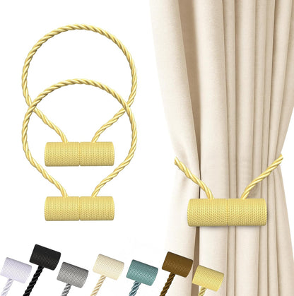 Hion Magnetic Curtain Tiebacks Black 2pcs, Curtain Tiebacks Buckles Holdbacks Holders Hooks Clip for Home Outdoor Bedroom Office Decorative Curtain
