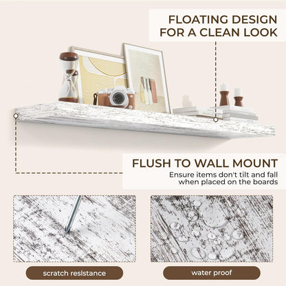 RICHFOCUS 72Inch Floating Shelves for Wall 2 Pack Shelves for Bedroom|Kitchen|Bathroom Wall Mounted Rustic Wood Floating Shelf with Invisible Brackets for Books|Storage|Decor, Rustic Brown